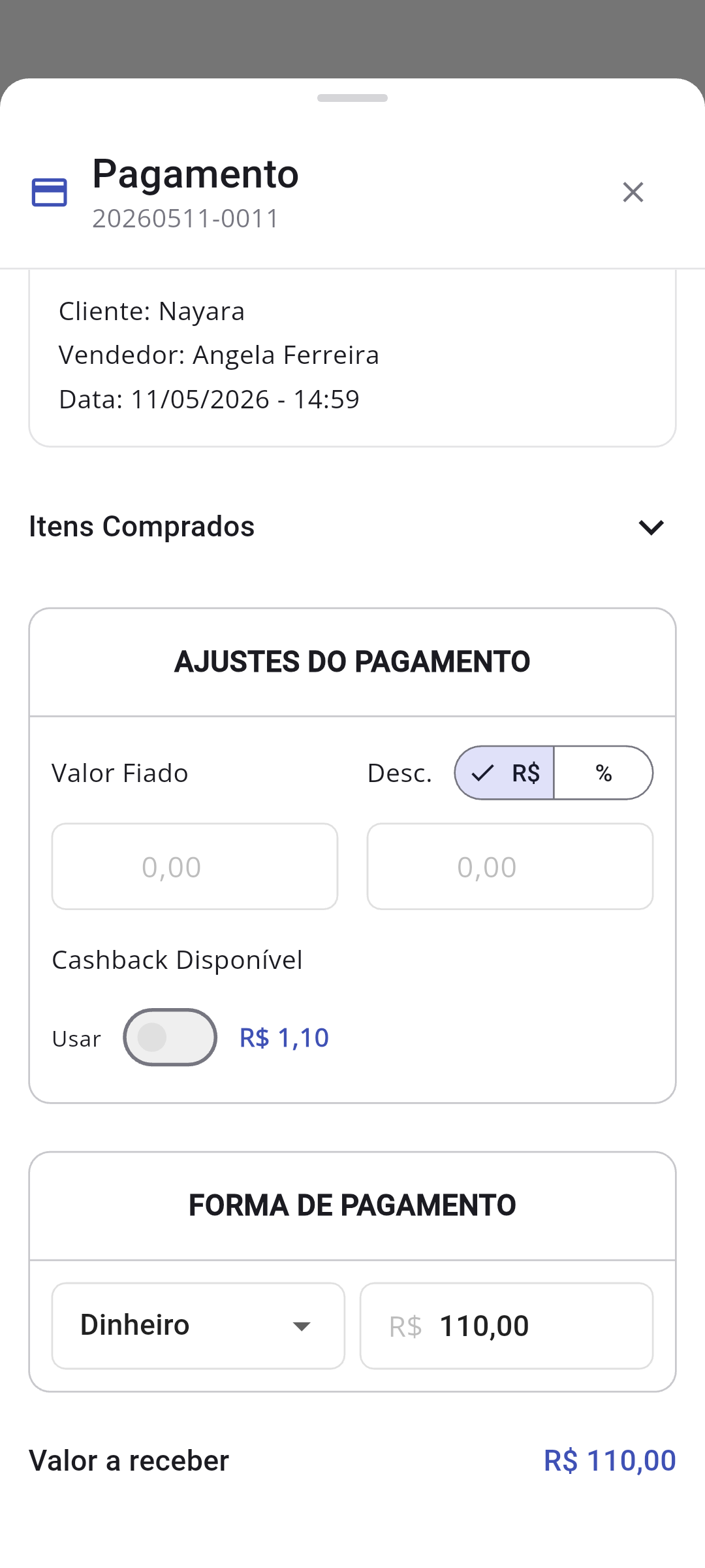 Tela de etiqueta do produto no aplicativo AppCo